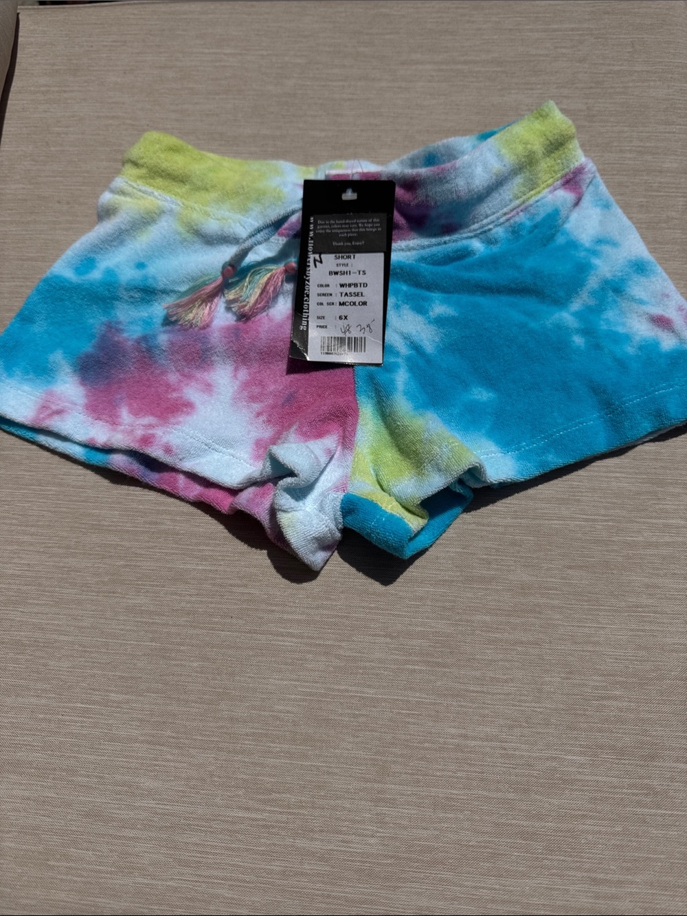 Flowers by Zoe Tie-Dye Terry Shorts - Blue, Pink, Yellow, Green